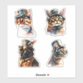 Sticker Steampunk Cats (Feuille)