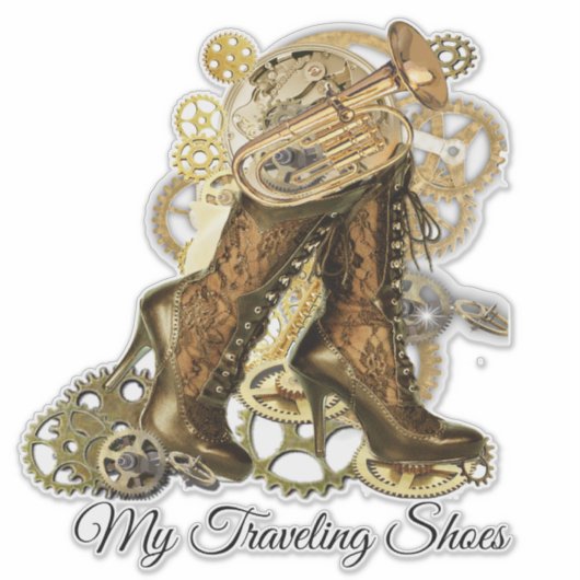 Sticker Steampunk Chaussures de voyage (Devant)