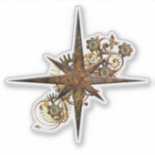 Sticker Steampunk Compass Star Transparent (Devant)