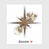 Sticker Steampunk Compass Star Transparent (Feuille)