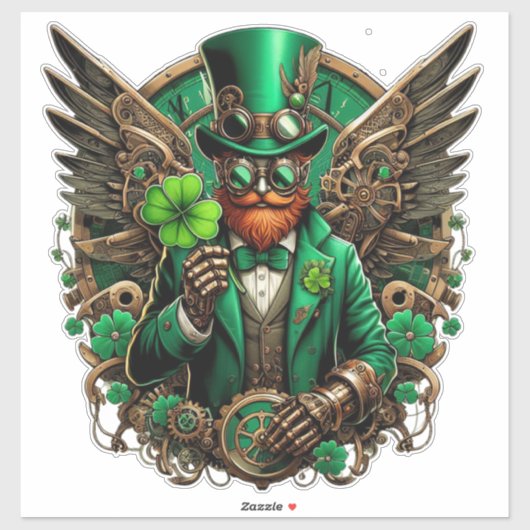 Sticker Steampunk de la Saint Patrick (Feuille)