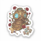 Sticker Steampunk Deep Sea Diver Helmet Fantasy Illustrati (Recto)