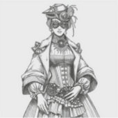 Sticker Steampunk Elegance: Intricate Black & White Fashio (Devant)
