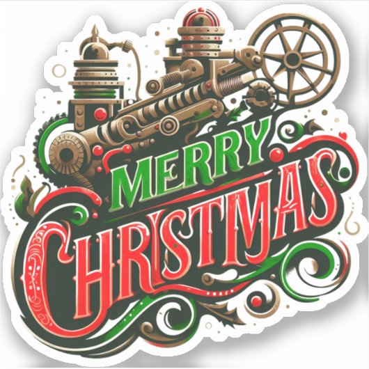 Sticker Steampunk Joyeux Noël (Devant)