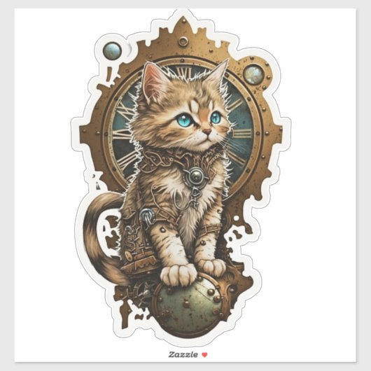Sticker Steampunk Kitten (Feuille)