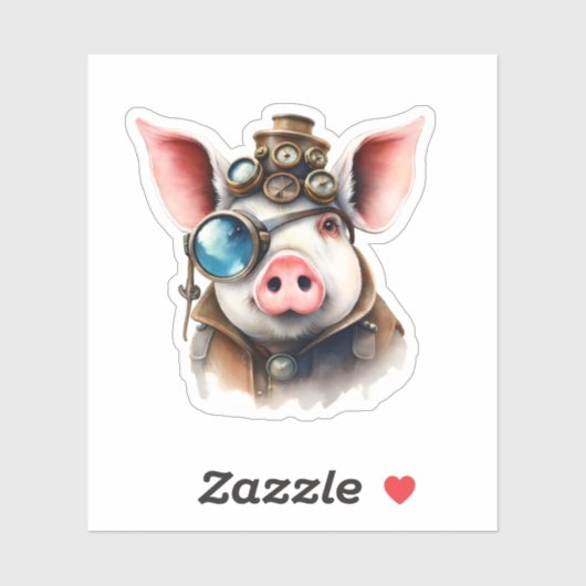 Sticker Steampunk Pig (Feuille)