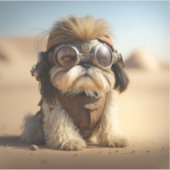 Sticker Steampunk Shih Tzu Aux Lunettes (Devant)