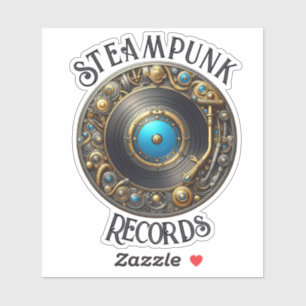 Sticker Steampunk Vinyl Records Retro Style Die-cut