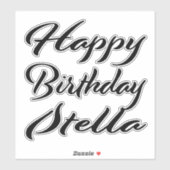 Sticker Stella Nom Prénom Anniversaire de la Broderie noir (Feuille)
