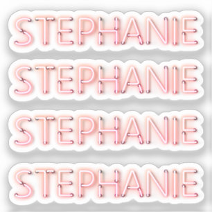 Sticker Stéphanie nom en néon brillant lumières classique