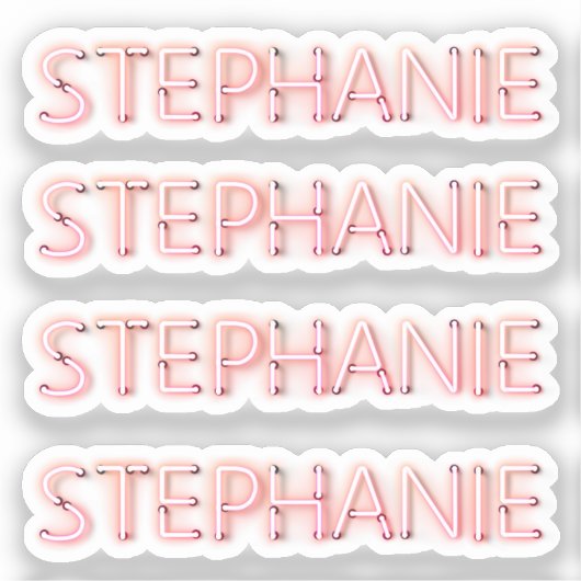 Sticker Stéphanie nom en néon brillant lumières classique (Recto)