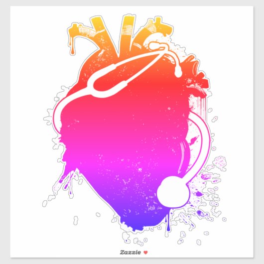 Sticker stéthoscope cardiaque anatomique (Feuille)