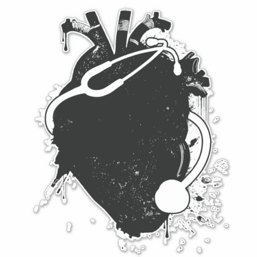 Sticker stéthoscope cardiaque anatomique (Devant)