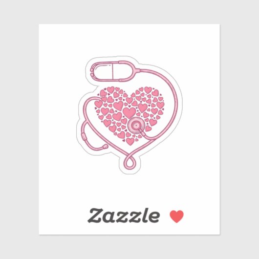 Sticker Stéthoscope Cardiaque Design de Chemise Vectoriel (Feuille)