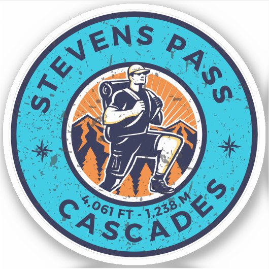 Sticker Stevens Pass, cascades range Washington randonnée  (Devant)