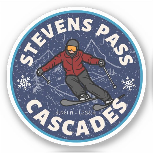 Sticker Stevens Pass, chaîne de cascades piste de ski Wash (Devant)