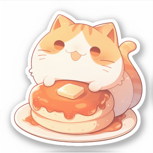 Sticker Stick à la pâte cuite orange tabby et à la pâte fe (Devant)