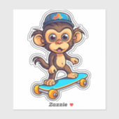 Sticker Stick à singe de skateboard (Feuille)