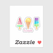 Sticker Stick de glace à l'aquarelle adorable mignonne (Feuille)