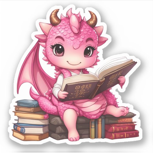 Sticker Stick de lecture Dragon Rose (Devant)