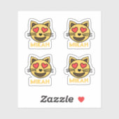 Sticker Stick Emoji Coeur Cute Avec Nom Personnalisé (Feuille)