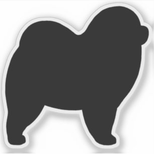 Sticker Stick en silhouette de chien chow chow rough