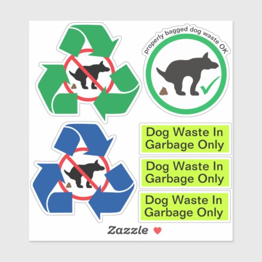 Sticker Stick Poop Set Recycle Garbage (Feuille)