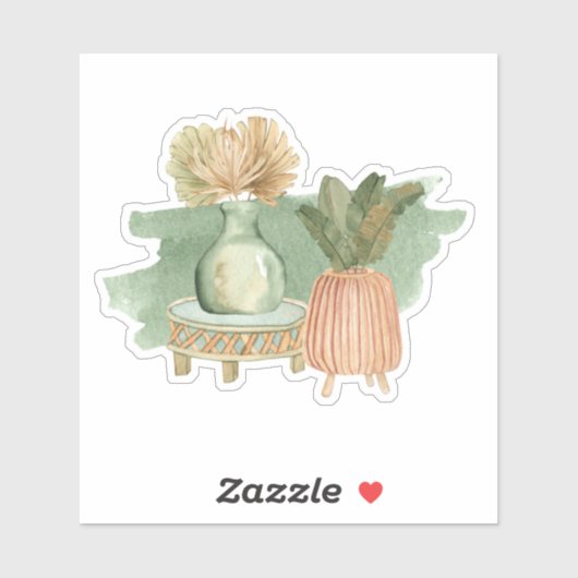 Sticker Stick vert Cute Boho Floral Pastel Leaf (Feuille)