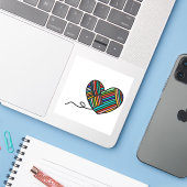 Sticker Stick Vinyl Coupe Coeur Fil (Ordinateur portable avec iPhone)