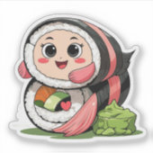 Sticker Stick Wasabi serré dans un rouleau de sushi mignon (Devant)