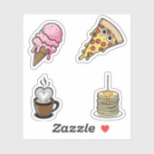 Sticker Sticker, Pizza, Glace, Café (Feuille)