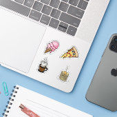 Sticker Sticker, Pizza, Glace, Café (Ordinateur portable avec iPhone)