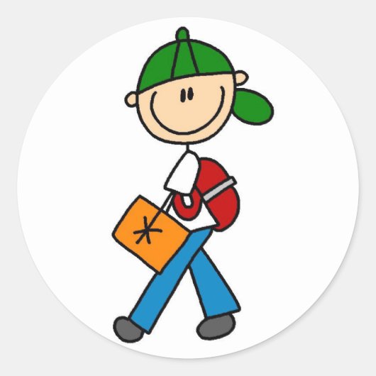 Sticker Stickers Garçon Avec Sac À Dos (Devant)