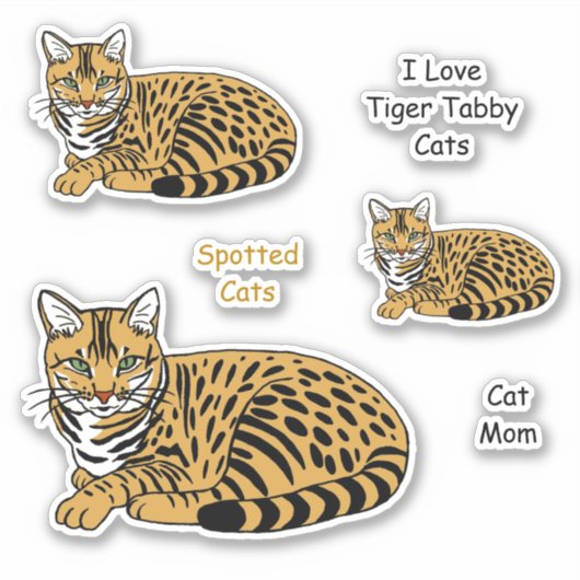 Sticker Sticket de chats Tabby Tiger orange (Devant)