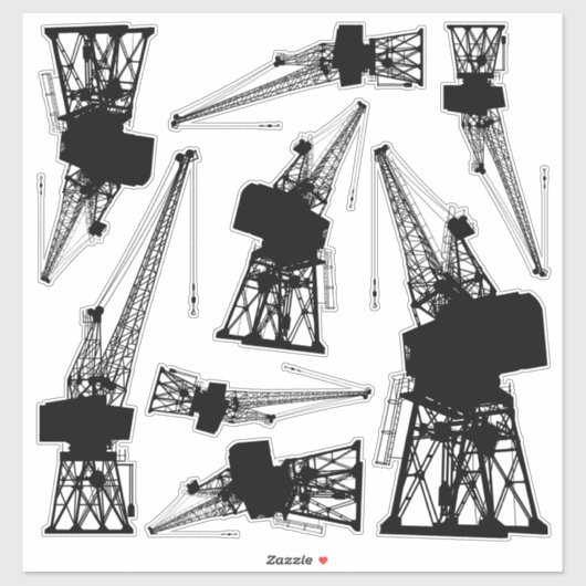 Sticker Sticket de grues de chantier naval (Feuille)