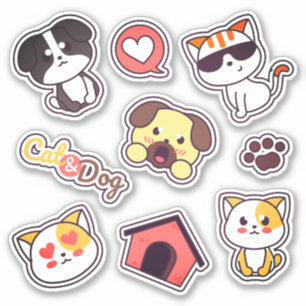 Sticker Sticking-pack de variétés de chats et de chiens ad