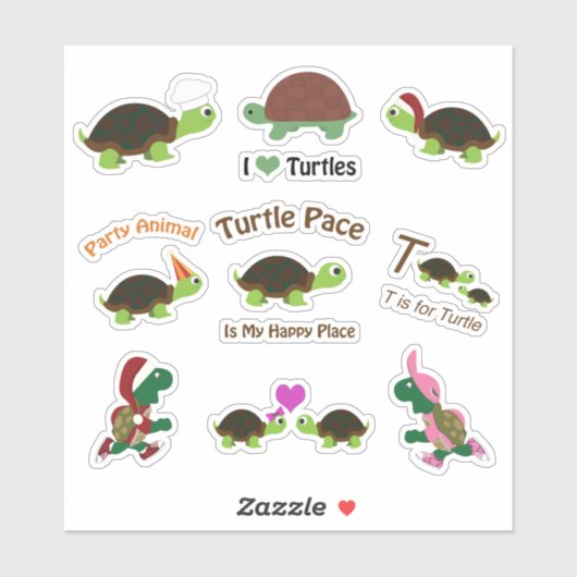 Sticker Sticking Set Turtles Cartoon (Feuille)