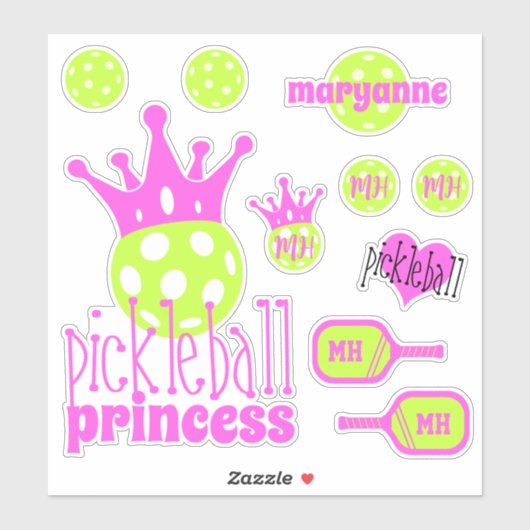 Sticker Stickleball Princess Bright Pink Vinyl Set (Feuille)