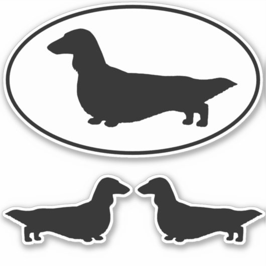 Sticker Stickset de silhouettes de chien de Dachshund Long (Devant)