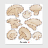 Sticker Stickset Icônes de champignons coupés en bois (Feuille)