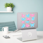 Sticker Sticleur bleu et rose (Ordinateur portable sur le bureau)