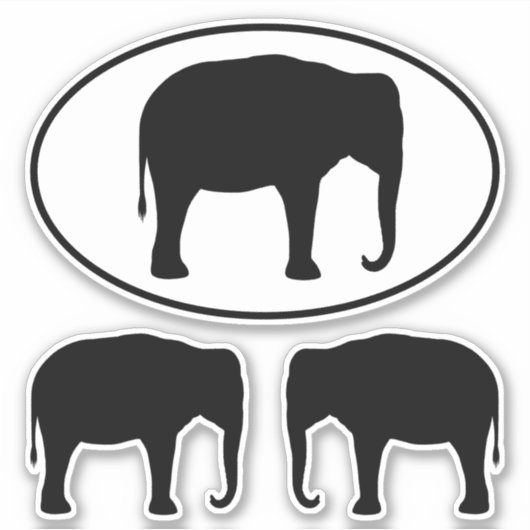Sticker Sticleur de faune Silhouettes d'éléphants asiatiqu (Devant)