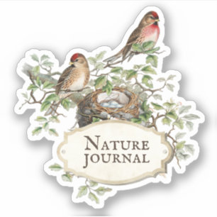 Sticker Sticleur de journal esthétique de nid d'oiseaux mo