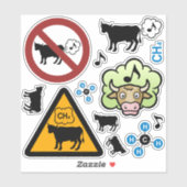 Sticker Sticleur d'icônes de méthane de vache (Feuille)