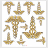 Sticker Sticleur Golden Double Snake Caduceus (Feuille)