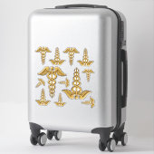 Sticker Sticleur Golden Double Snake Caduceus (Sur valise)