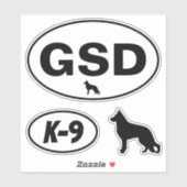 Sticker Sticleur ovale K-9 du berger allemand GSD (Feuille)