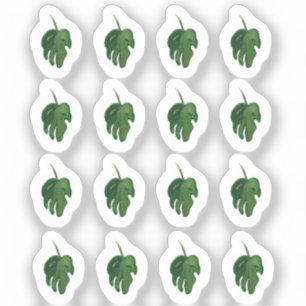 Sticker Sticleur vert feuille d'aquarelle Monstera