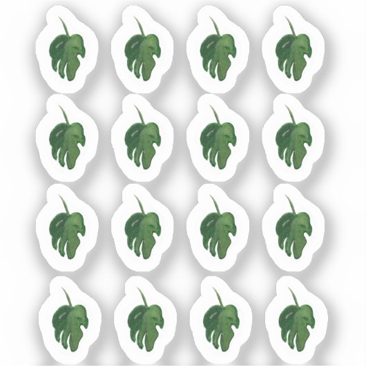 Sticker Sticleur vert feuille d'aquarelle Monstera (Recto)