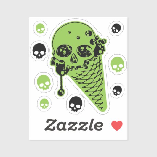 Sticker Sticule de cône de crème glacée poison vert (Feuille)